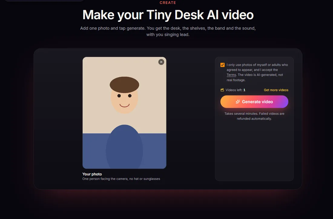 A photo added to the Tiny Desk AI generator